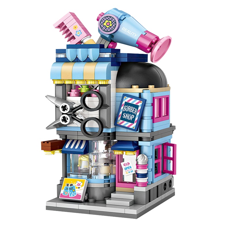 LOZ/俐智小颗粒积木迷你街景益智拼插女孩子拼装玩具房子1645美发店403颗粒