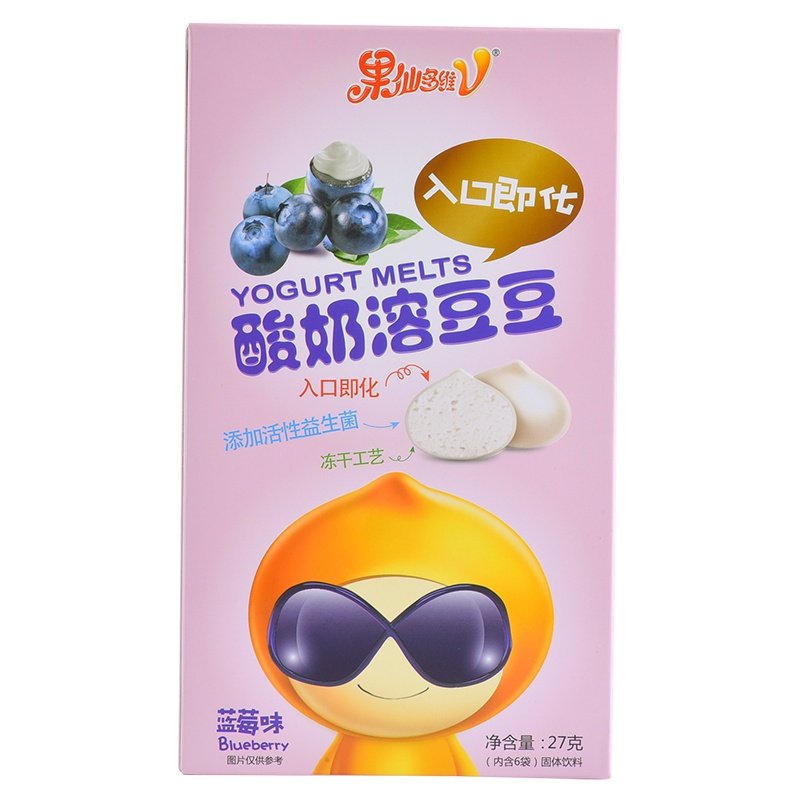果仙多维V 儿童零食儿童酸奶溶豆奶豆小馒头点心酸奶溶豆豆蓝莓味27g