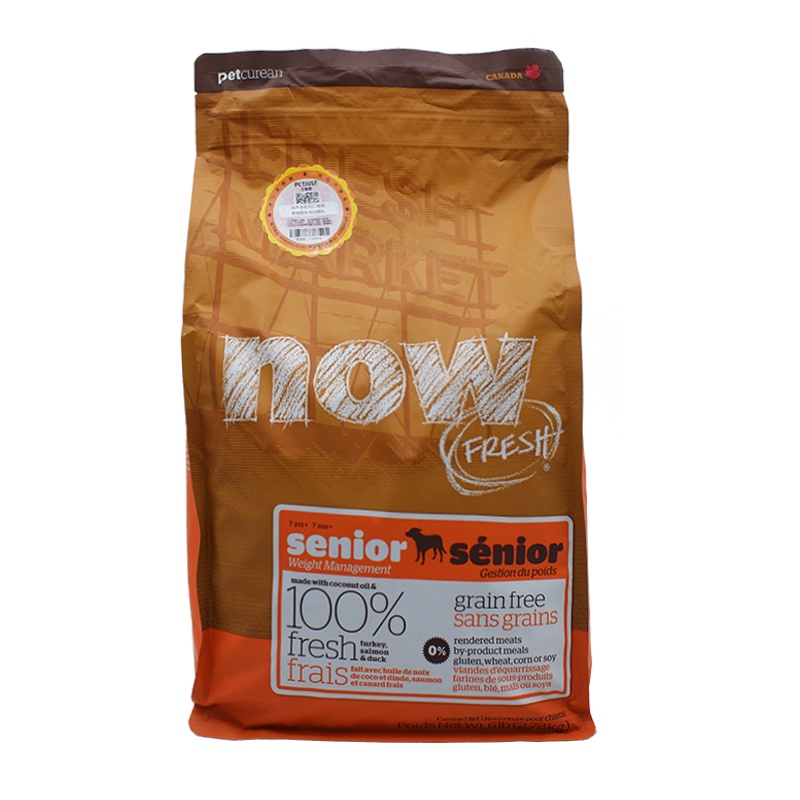 Petcurean Now狗粮犬主粮进口粮 无谷全犬种老犬粮6磅/2.72kg减肥粮老年狗粮专属粮