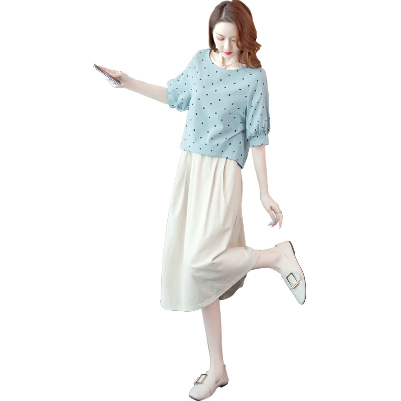 丝柏舍2020夏季女装时尚韩版宽松圆领上衣搭纯色半身裙套装S01R0759N