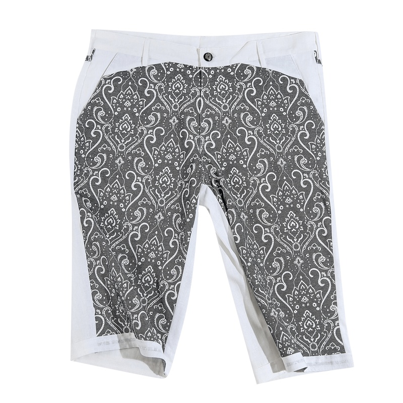 蓝旗(BLUEG) 男士夏季印花短裤薄款纯棉裤子时尚五分裤