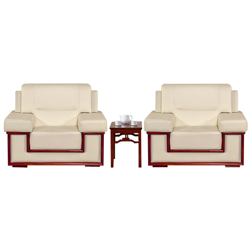 质凡贵宾接待会议沙发橡木油漆单人位布艺三人茶几会谈议政皮质沙发