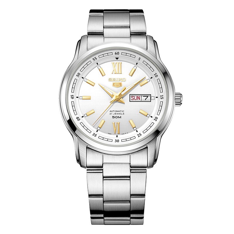 精工(SEIKO)日韩品牌 机械表 男 5号系列休闲商务金属表带机械男士手表SNKP15K1