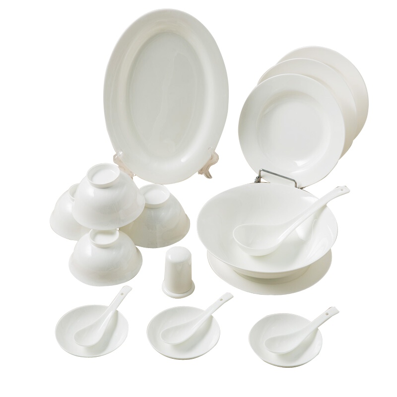 斯凯绨(Sky Top) 餐具套装陶瓷骨瓷碗盘碟碗筷纯白中式30头