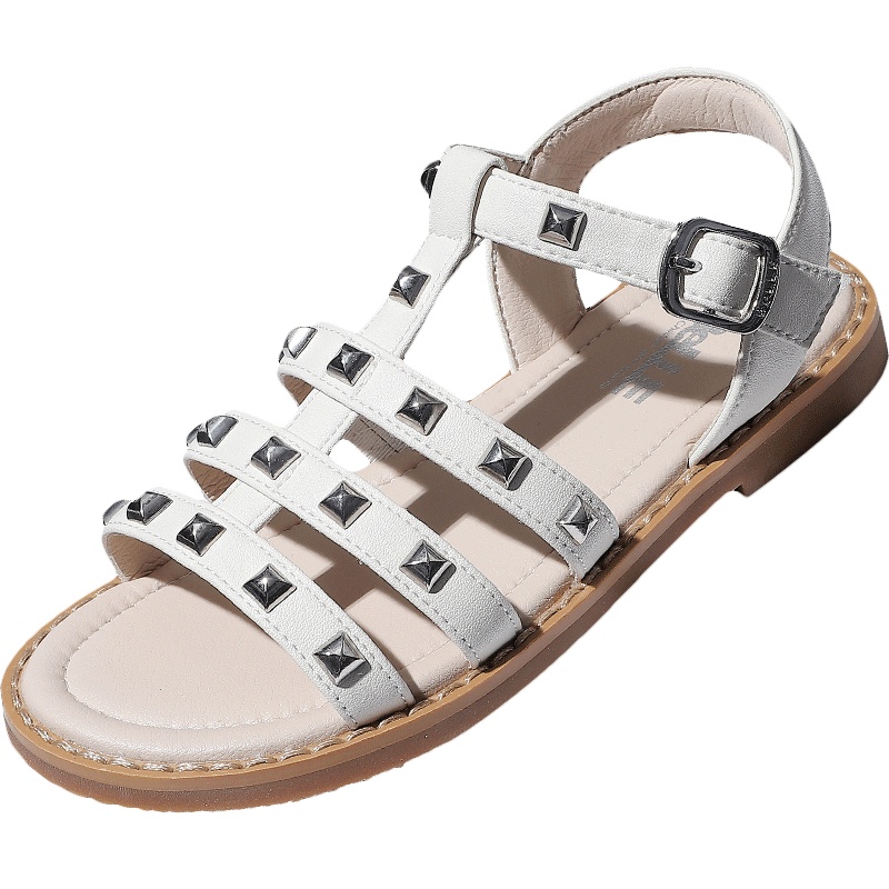 BELLE百丽童鞋女童时尚凉鞋2020春夏新品中小童柳钉软底凉鞋儿童童鞋子DE1330