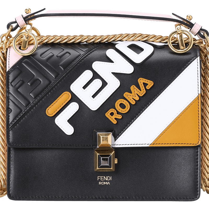 FENDI/芬迪 女包FILA LOGO拼接KAN I小号单肩包 8M0381