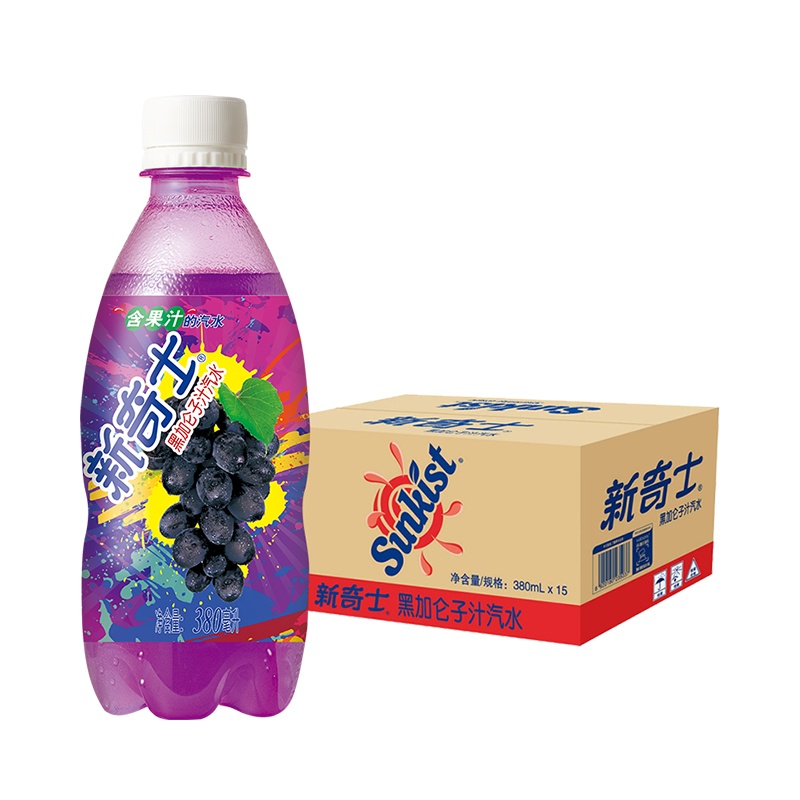 屈臣氏(Watsons)新奇士黑加仑子汁汽水380ml*15瓶 整箱
