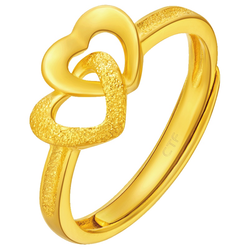 周大福双心足金黄金戒指Plus计价（足金工费58元）F197079