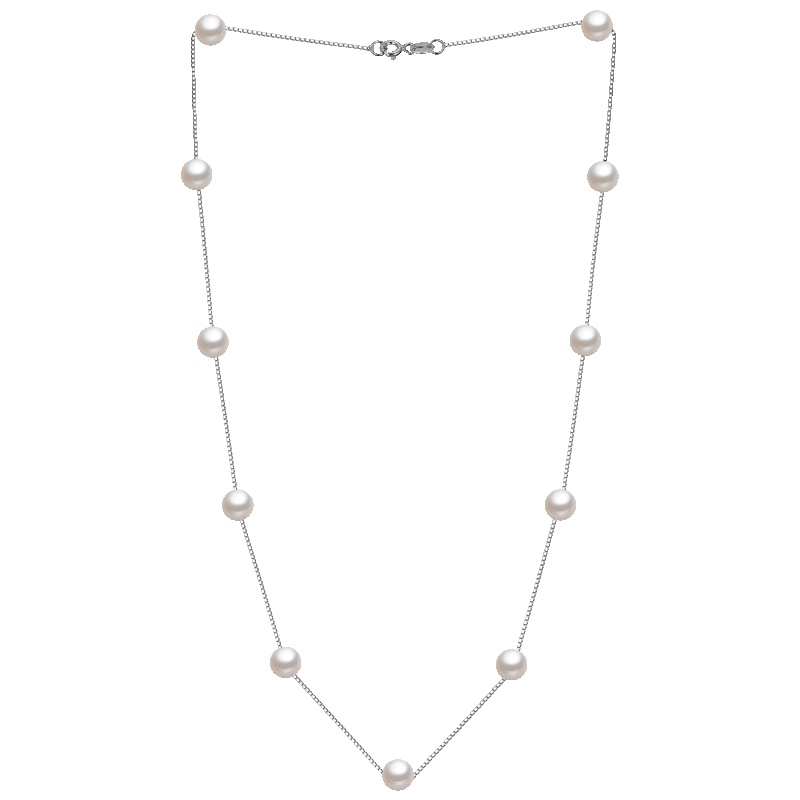 佰色传情(BRIR)S925银淡水珍珠项链圆6-7mm满天星