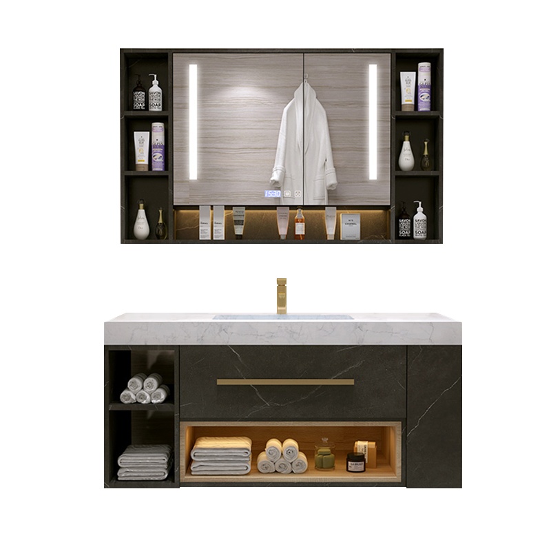 爱家生活 智能浴室柜组合现代简约轻奢大理石洗脸池洗手盆卫生间洗漱台镜柜