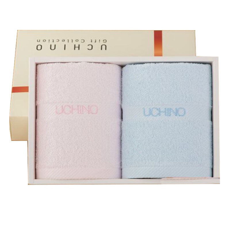 内野UCHINO 素色绣字二件套礼盒 毛巾家纺 毛巾纯棉 (单位:件)