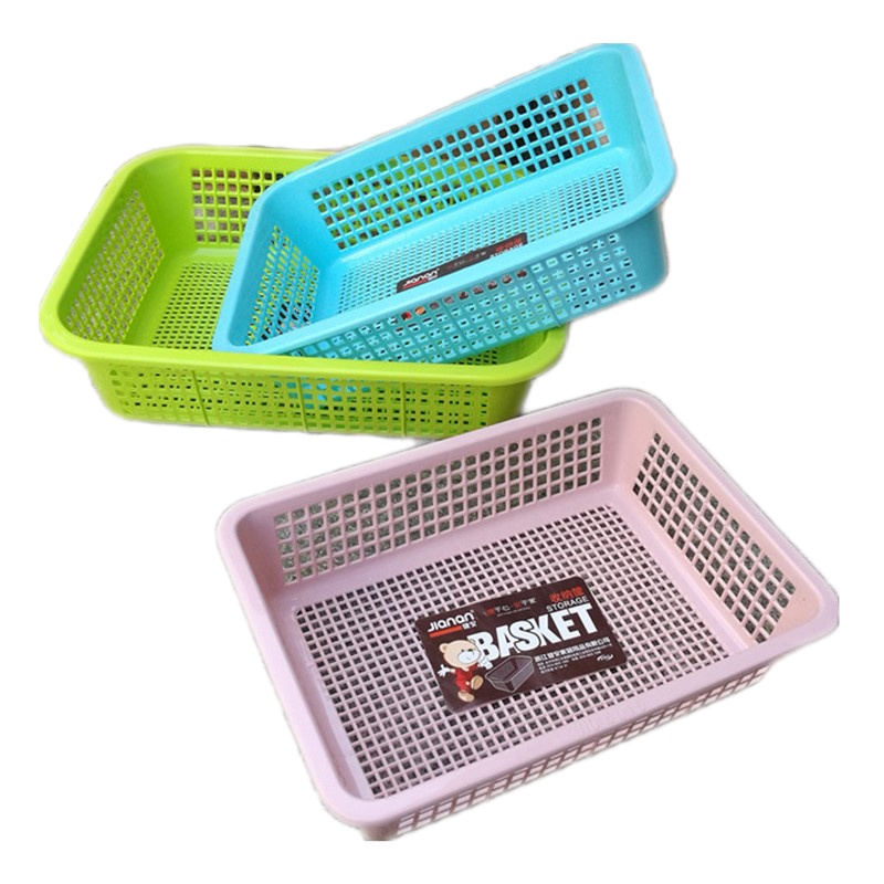 健安长方形淘米箩滤水篮厨房果蔬箩塑料筛淘米筛菜篮子粉红色 JA5017 大号
