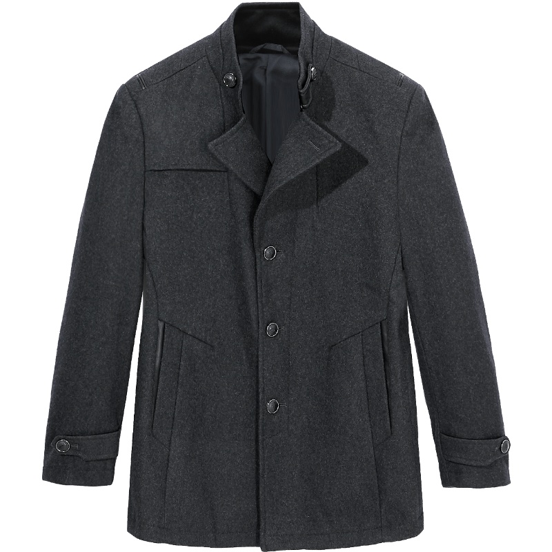 海一家冬季毛呢外套中长款男士休闲羊毛保暖派克