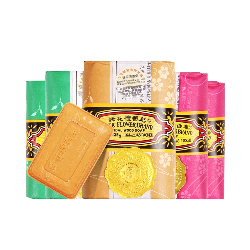 蜂花牌沐浴香皂125克*6块组合装 檀香皂*2+茉莉皂*2+玫瑰皂*2
