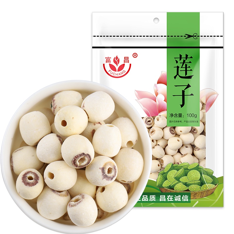 富昌莲子100g 去皮通芯白莲子湘莲子 南北干货特产 枸杞百合桂圆银耳羹配料