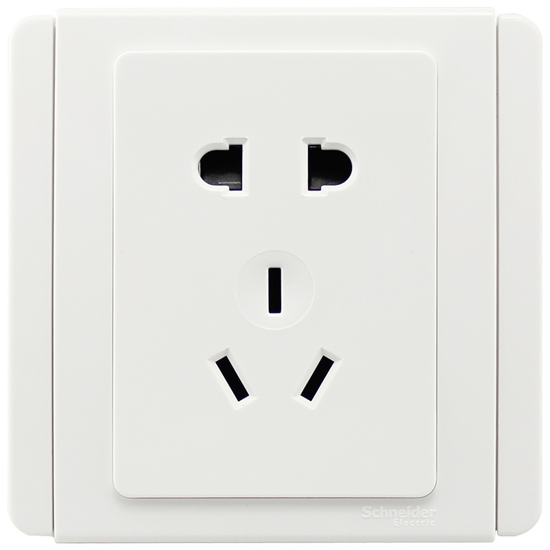 施耐德电气（Schneider Electric）电源插座 都会系列白色 10A二三插五孔插座墙壁电源 86型