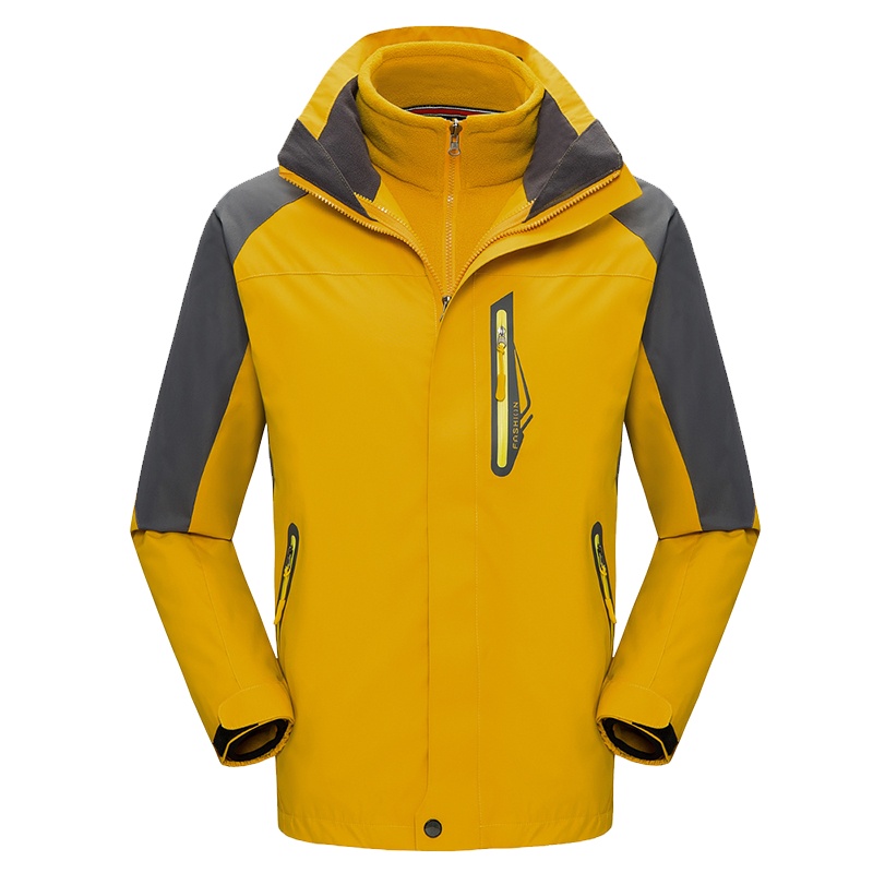 宜虎1802黄拉链冲锋衣卫衣男女工作服定制印字LOGO