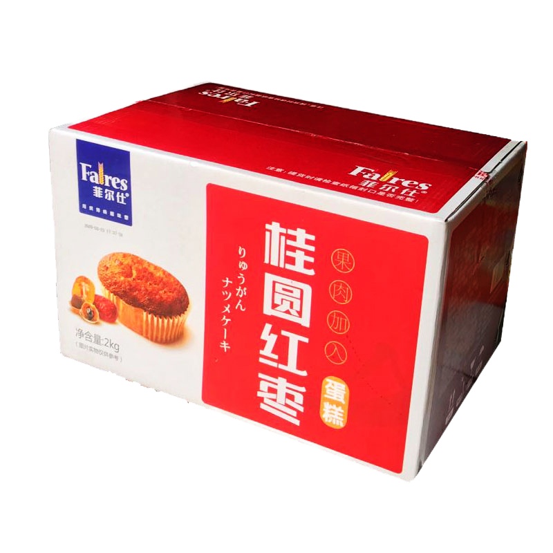 菲尔仕 桂圆红枣蛋糕整箱2kg 营养早餐学生面包下午茶点心
