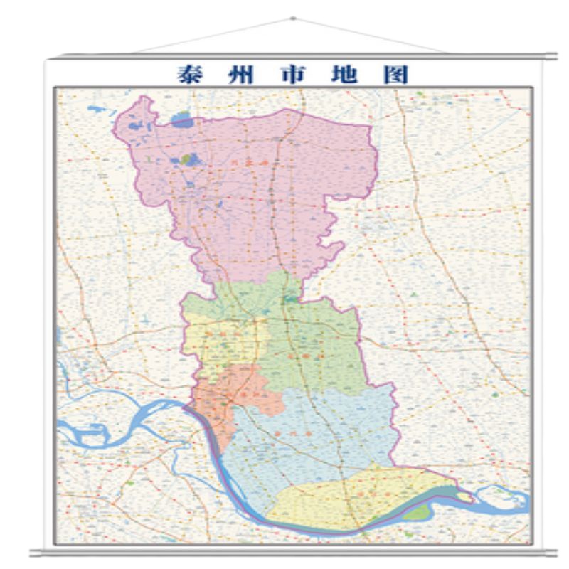泰州市地图 1.1*0.8m 挂图 材质:户外写真纸(覆膜)