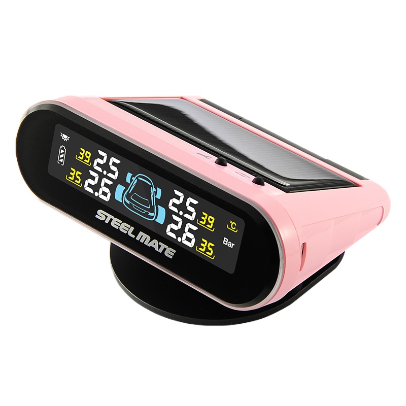 铁将军内置彩屏胎压监测太阳能无线汽车TPMS彩显胎压检测马卡龙多色Mini-Ones 粉红色内置款