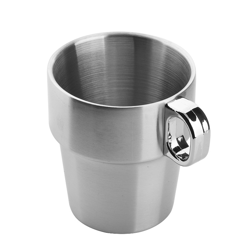 莱珍斯双层不锈钢塔杯300ML水杯茶杯漱口杯咖啡杯马克杯创意可叠放杯子