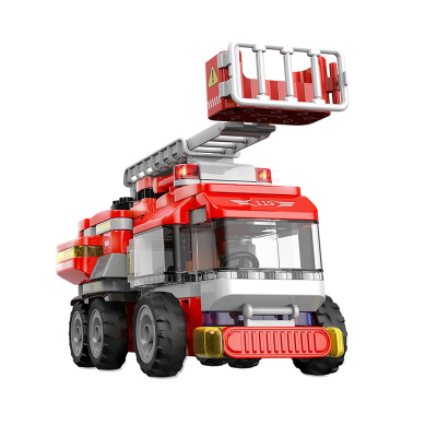 布鲁可大颗粒儿童拼插积木百变云梯消防车城市英雄系列百变布鲁克拼装