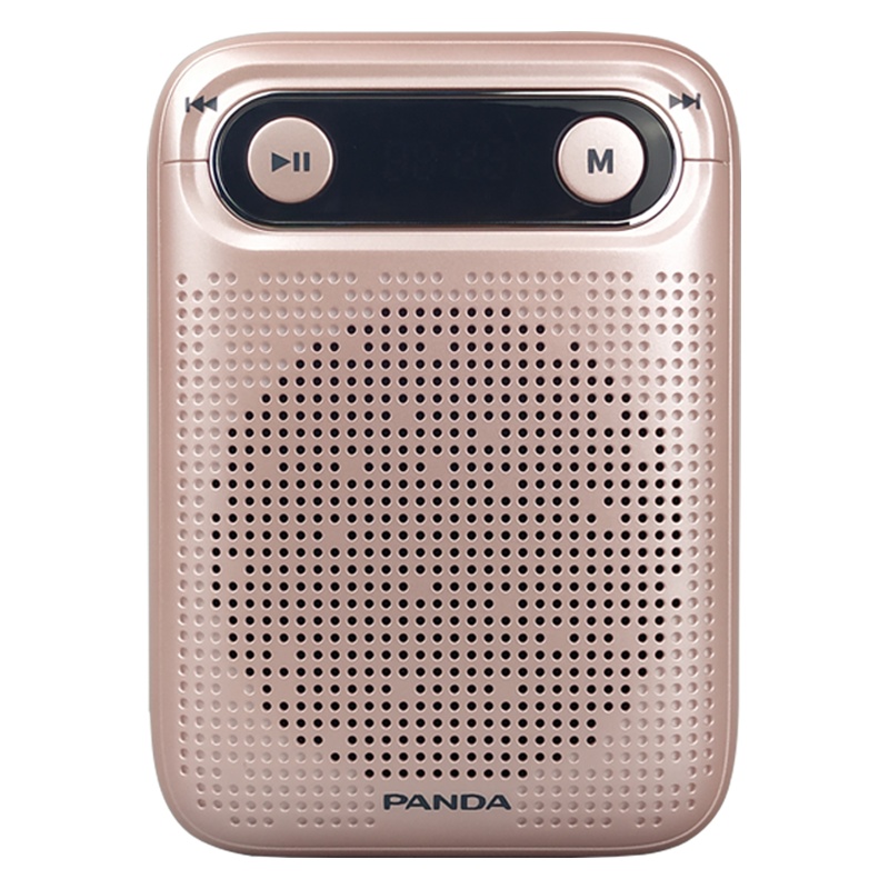 PANDA/熊猫K81扩音器教师教学导游用小蜜蜂扩音机便携式腰挂室内户外专用便携播放机迷你插卡音箱 玫瑰金
