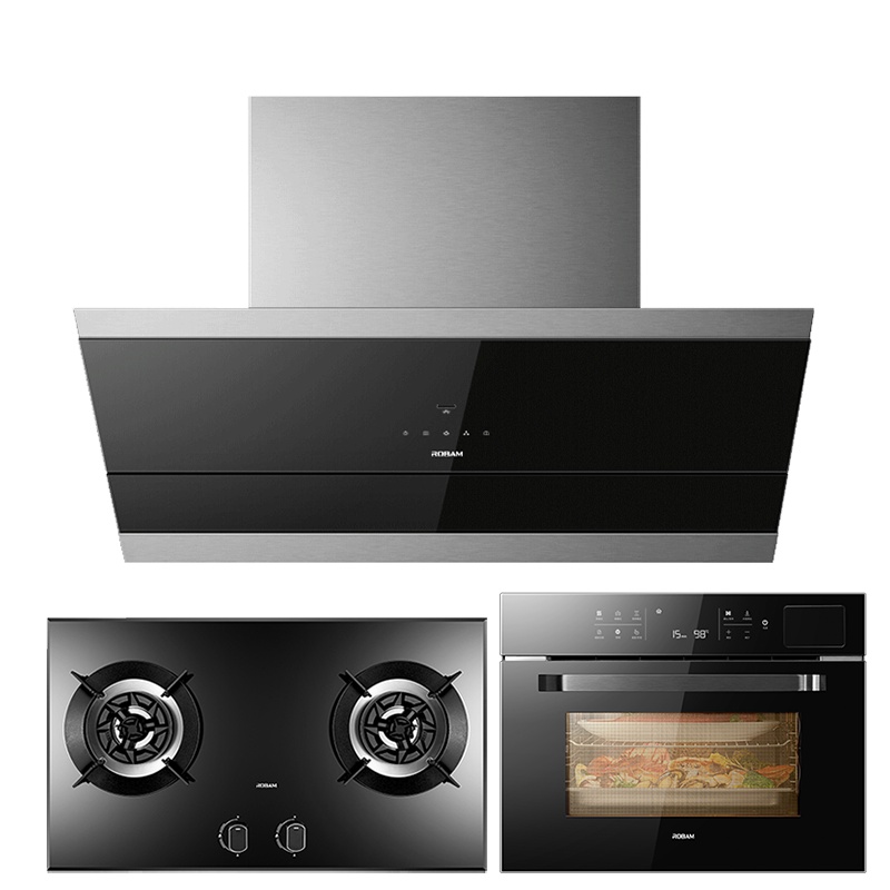 老板(Robam)侧吸式22立方大吸力油烟机三件套抽油烟机燃气灶具蒸烤一体机套装28A0+57B0T+CQ975