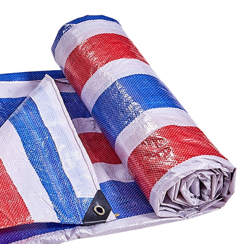 户外双面三色加厚彩条布防尘布防雨布4m*50m 1捆