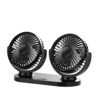 车载风扇24v大货车汽车内制冷电风扇移动空调纳丽雅12v面包车大伏栽降 金刚黑[双电机-双开关]超大风力12-24V可用