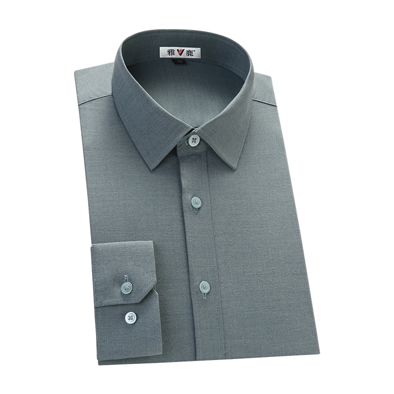 雅鹿男装衬衫男纯色百搭垂顺抗皱舒适弹力长袖衬衣218250183