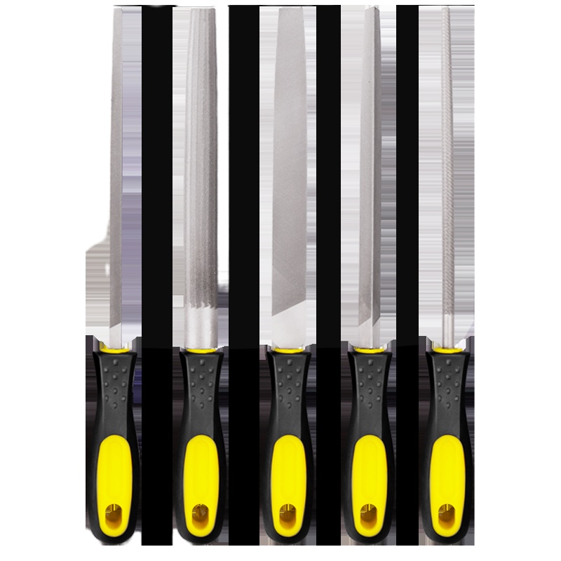 锉刀钢锉金属矬子阿斯卡利打磨工具半圆三角平板锉扁锉木工戳刀铁搓刀挫刀 12寸[5件套]