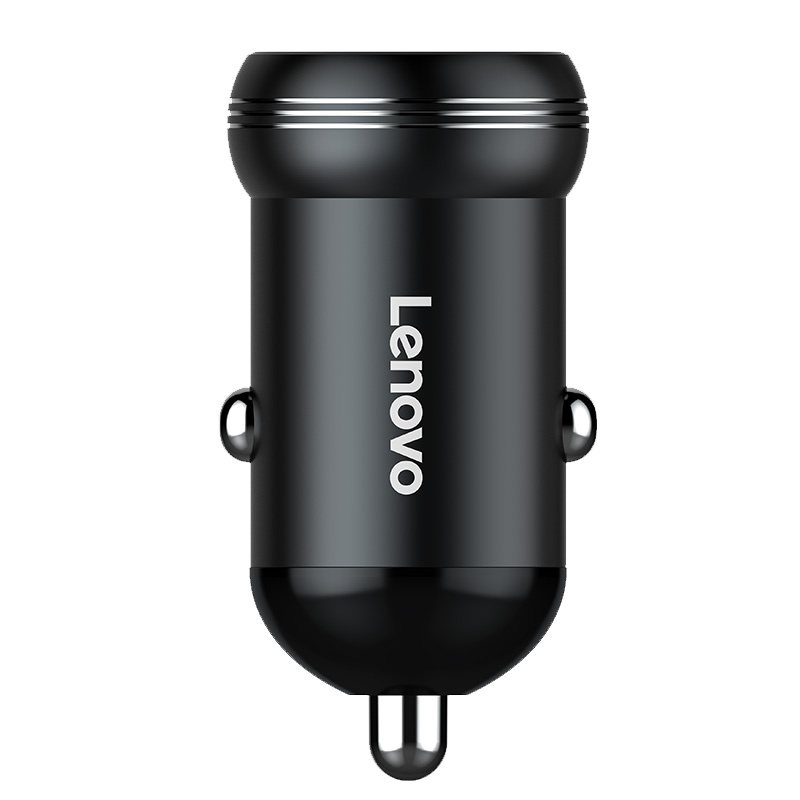 联想原装汽车车载充电器 迷你金属车充快充插头双USB点烟器一拖二适用小米 三星苹果安卓手机平板通用