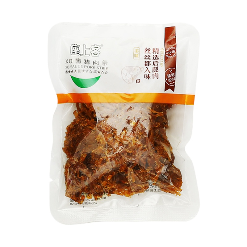 [座上客 XO酱猪肉条3袋*2]猪肉条休闲零食开袋即食小包装约126g*2