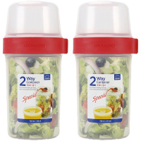 乐扣乐扣(lock&lock）双层多用塑料保鲜盒储物罐分隔密封罐套装（310ml+760ml）*2 LLS223S2