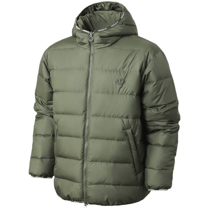 【自营】阿迪达斯三叶草男服羽绒服两面穿连帽外套休闲运动服GE1300