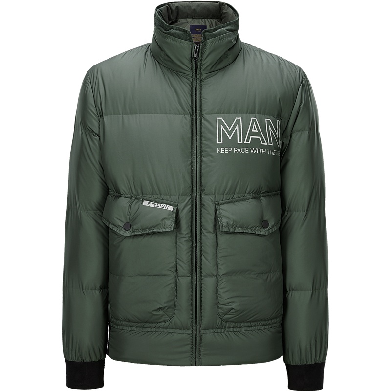 HLA 海澜之家立领鹅绒羽绒服2019冬季大口袋保暖羽绒外套男HWRAJ4R048A
