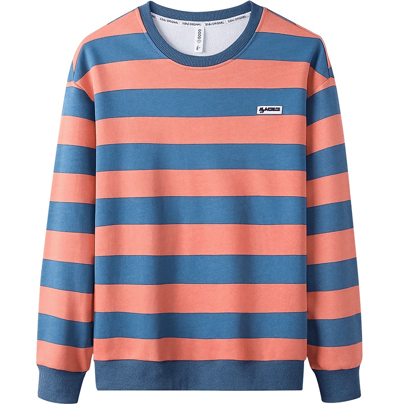 JEEP SPIRIT吉普卫衣2021秋季新款圆领套头上衣宽松长袖男美式韩版条纹卫衣