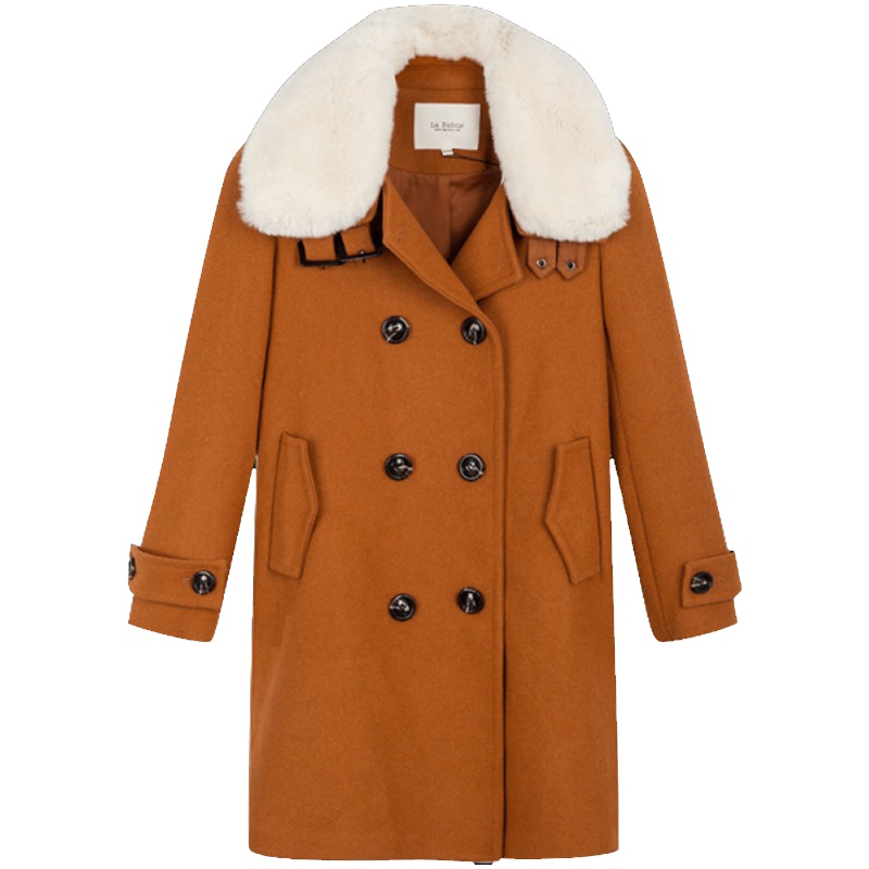 拉贝缇毛呢外套女羊羔毛外套女中长款呢子女大衣加厚冬季60007031
