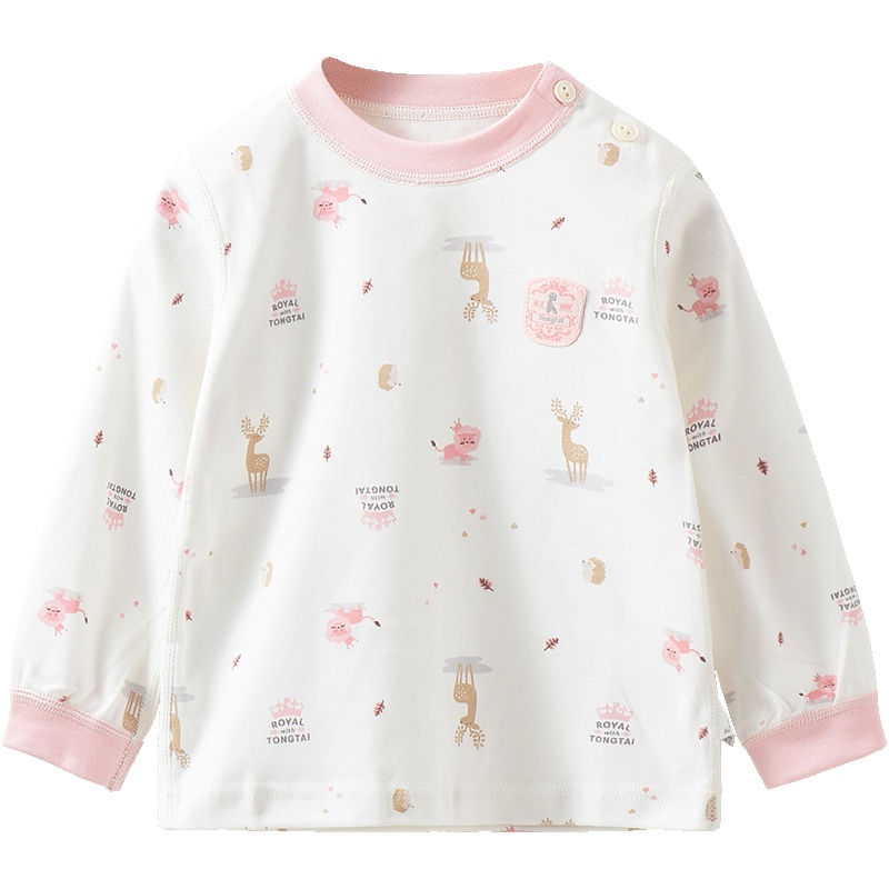 童泰秋季婴儿衣服1-3岁男女宝宝纯棉肩开上衣儿童家居服套头内衣