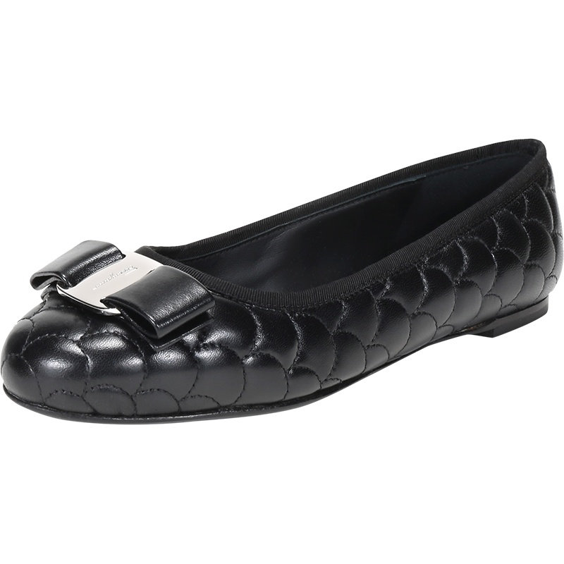 Salvatore Ferragamo 菲拉格慕 女士VARINA系列皮革蝴蝶结平底鞋船鞋 0725995