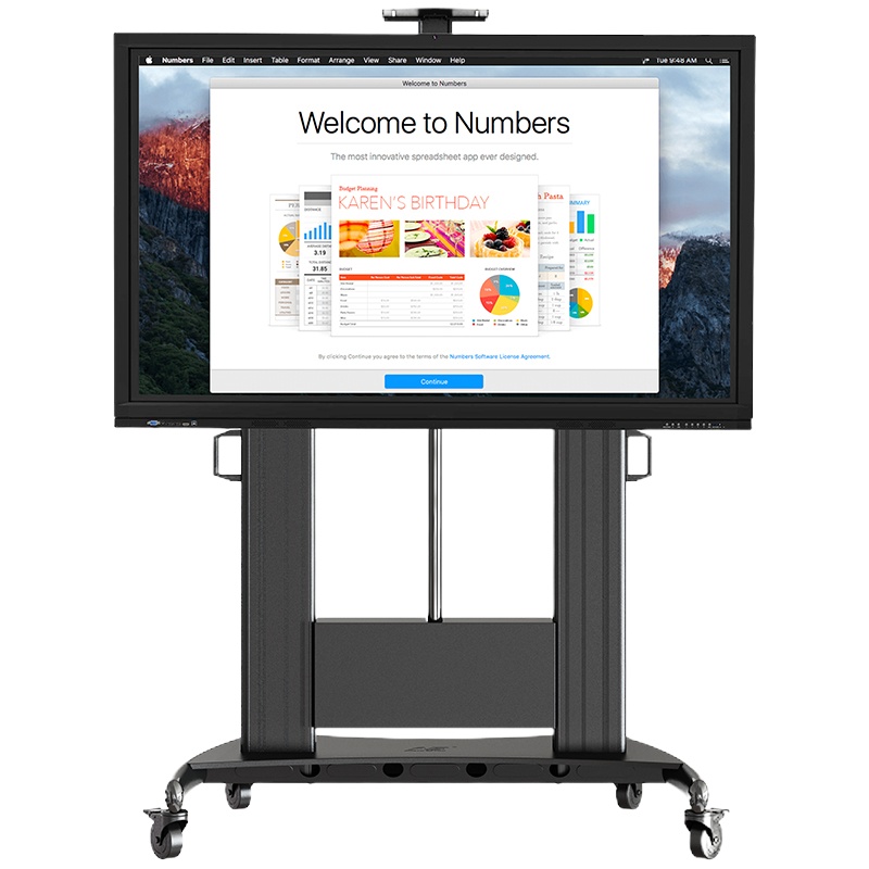 NB TW100(60-110英寸)遥控电动电视支架触摸一体机支架商用视频会议推车可移动升降电视落地挂架皓丽鸿合黑
