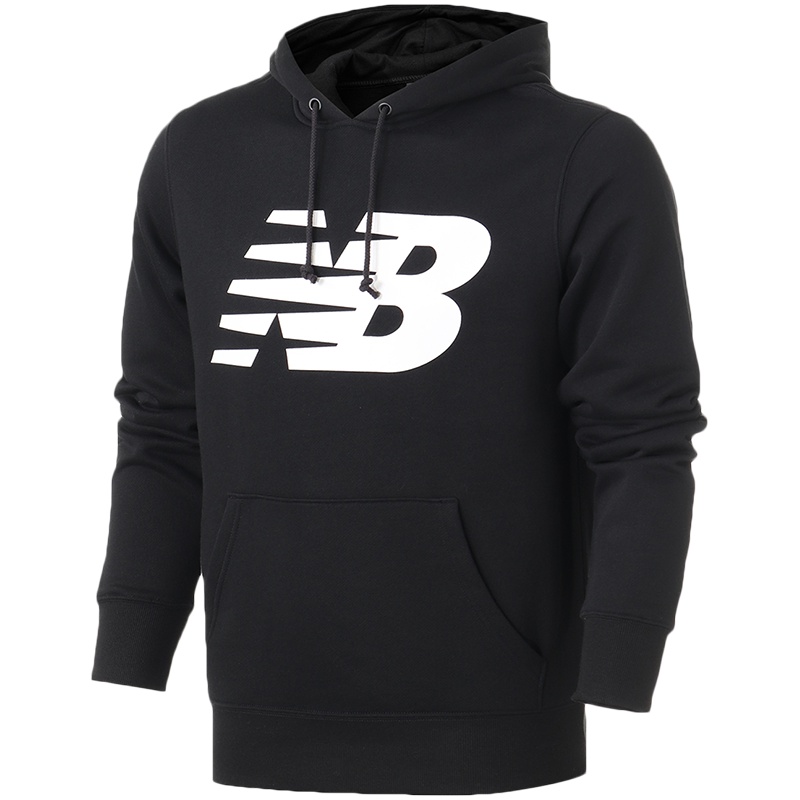 【自营】New Balance/NB男装卫衣连帽印花加绒长袖套头衫MT83982 L MT83982-BK黑色