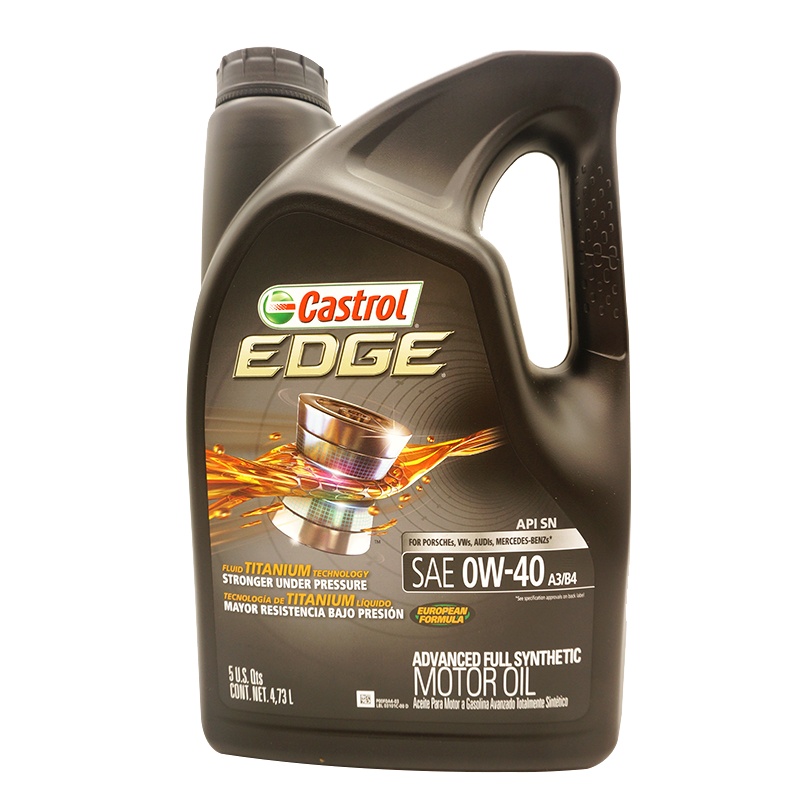 嘉实多(Castrol)全合成机油 极护EDGE 0W-40 A3/B4 SN 5Qt 美国原装进口
