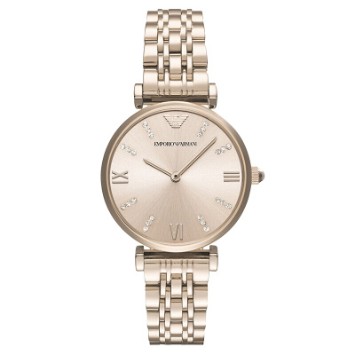 阿玛尼(EMPORIO ARMANI)手表 商务个性时尚腕表简约钢带女士石英表 欧美品牌AR11059