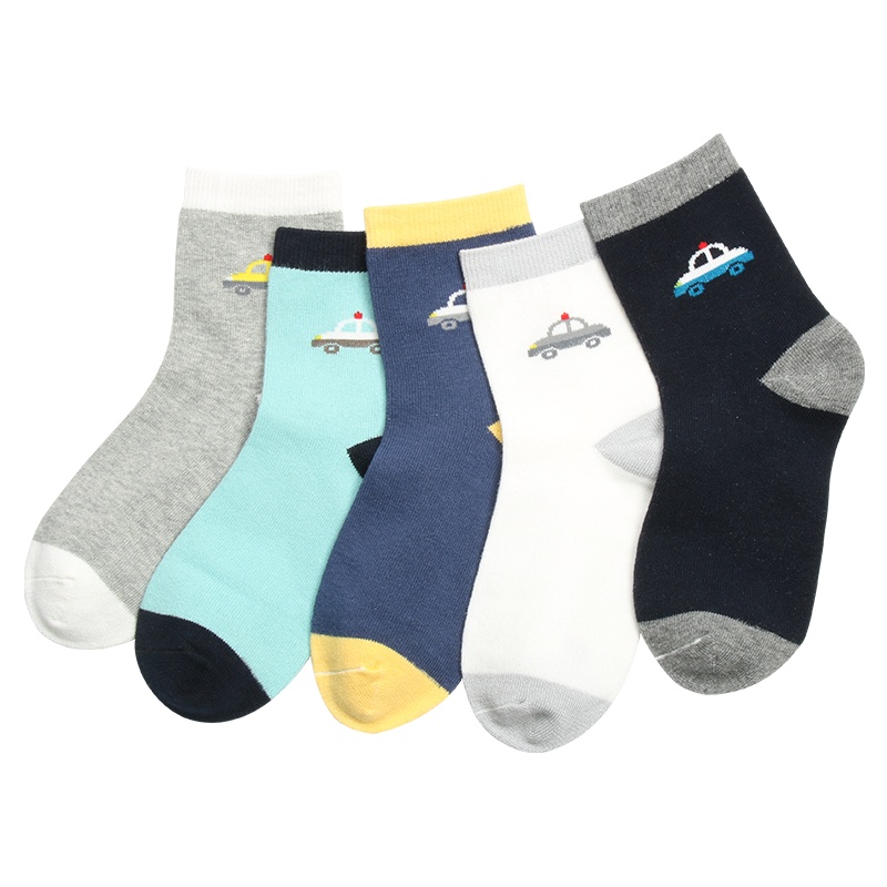 红豆(HODO)男童棉袜2019年新品A类柔软舒适不臭脚男童棉袜儿童袜5双装