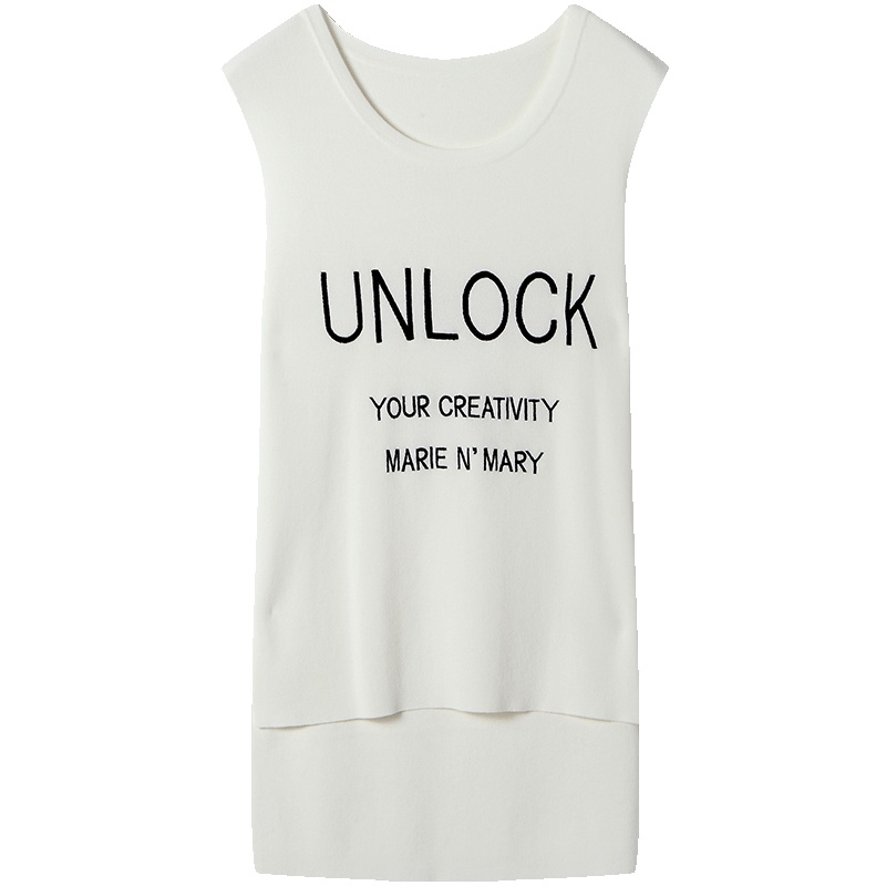 马克华菲女装2018夏无袖针织毛衫 不规则套头毛衣