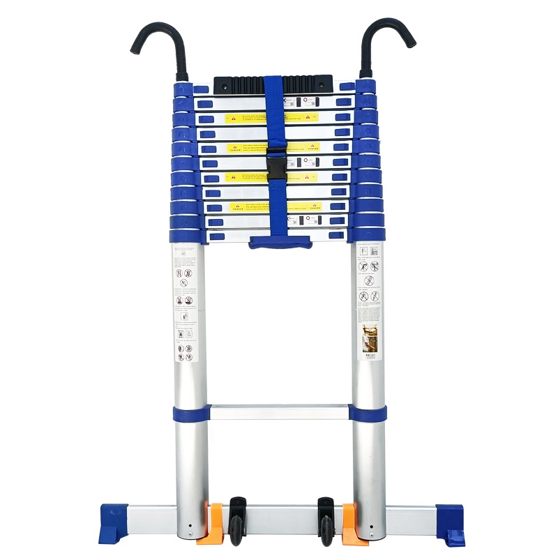 加多奇升级款带钩子带垫圈蓝色单面梯5.5米铝合金伸缩梯户外工程梯多功能家用梯