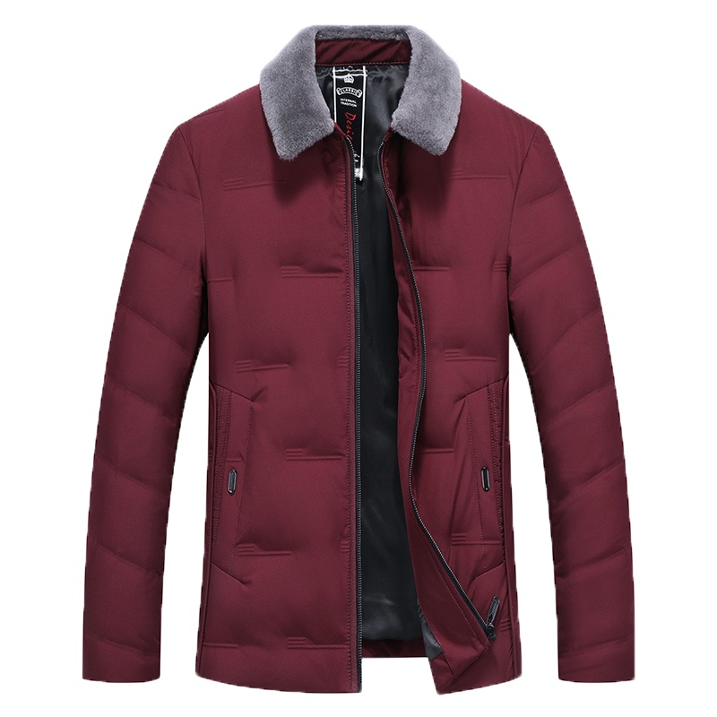 冰洁 冬季新款短款羽绒服男中年羊毛领加厚商务休闲冬装保暖外套