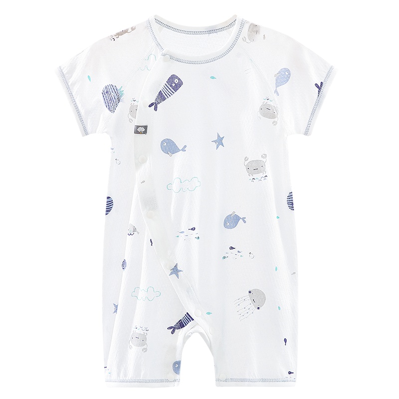 Aengbay 宝宝连体衣夏装婴儿短袖哈衣竹纤维薄款透气衣服外出超萌